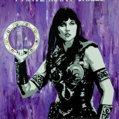 Xena Warrior Princess with Chakram – Mixed Media Painting