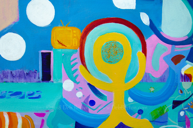 party animals large colorful mixed media painting