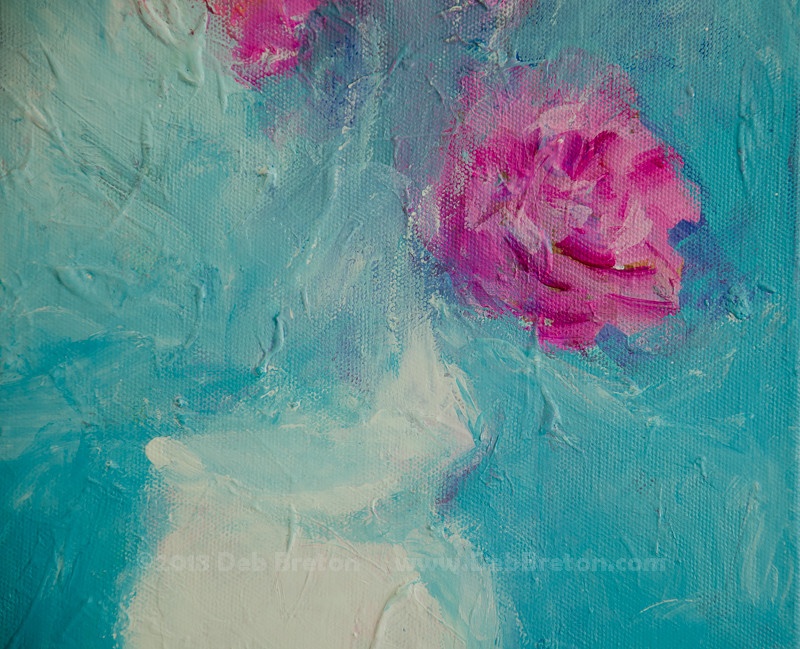 Close-up of abstract still life painting by Deb Breton