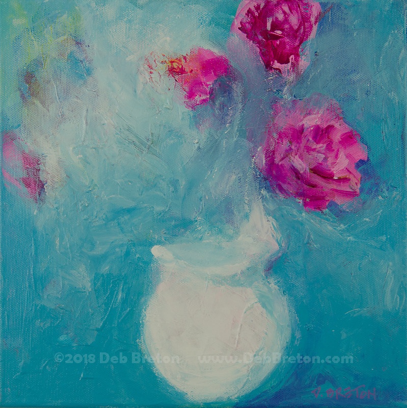 Abstract Still Life Flowers Square Painting