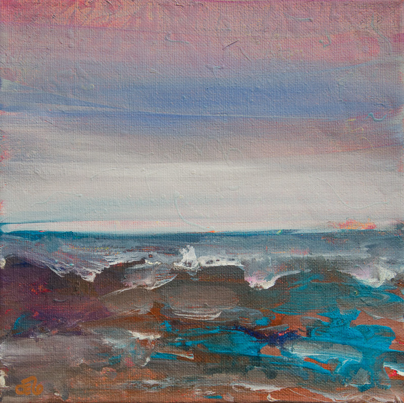 small square seascape painting on canvas