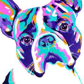 Colorful Abstract Dog and Cat