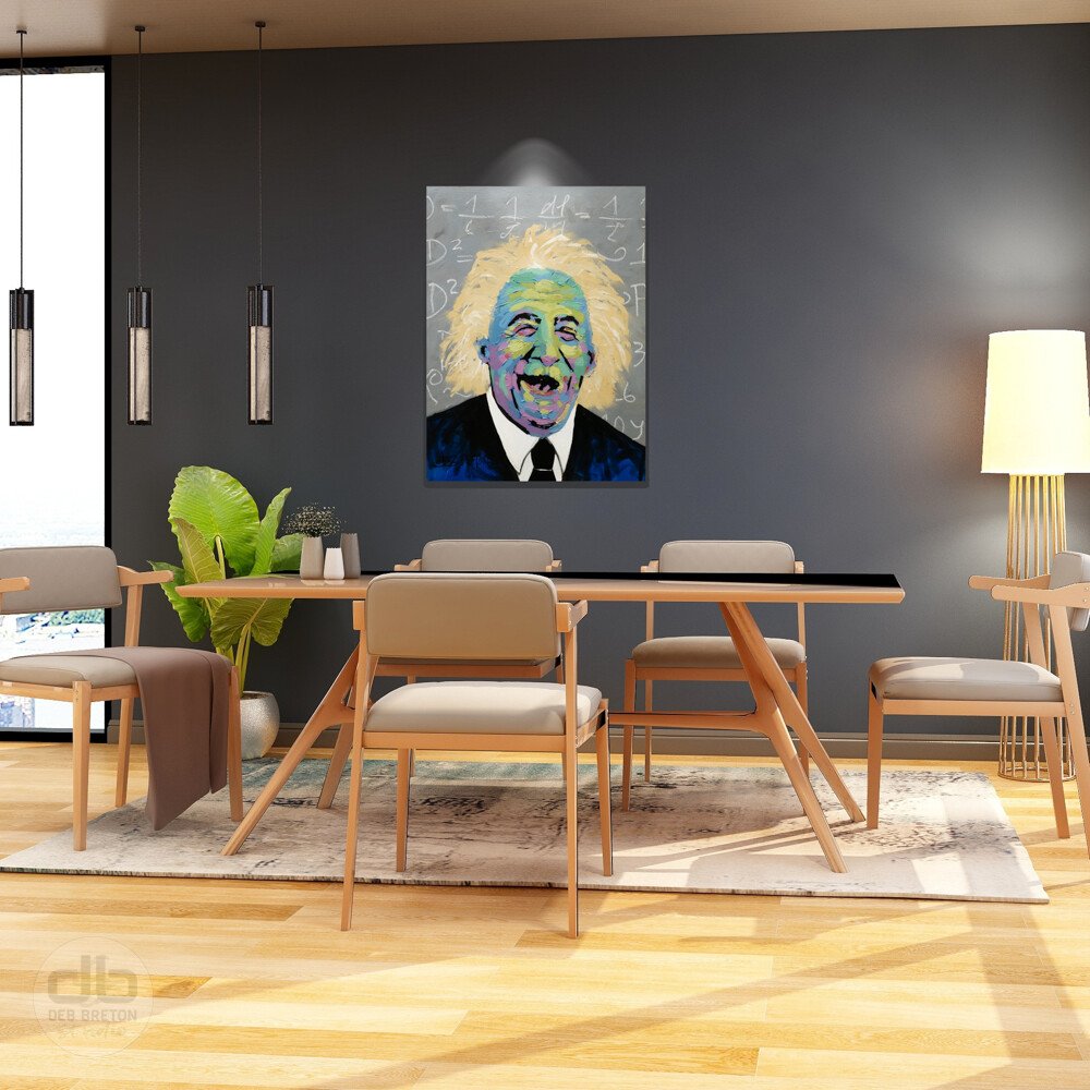 Happy Einstein abstract portrait painting