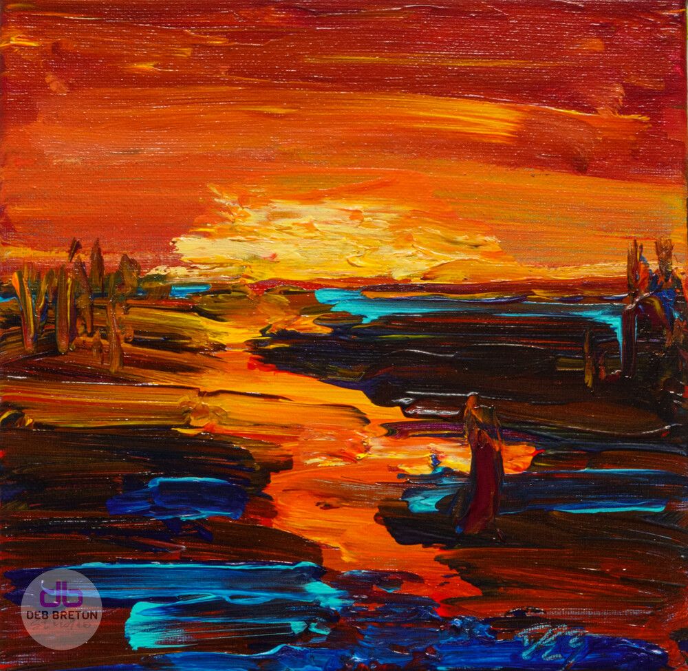 Colorful Landscape Painting, Sunset, Sunrise, Texture Painting, Knife  Painting 