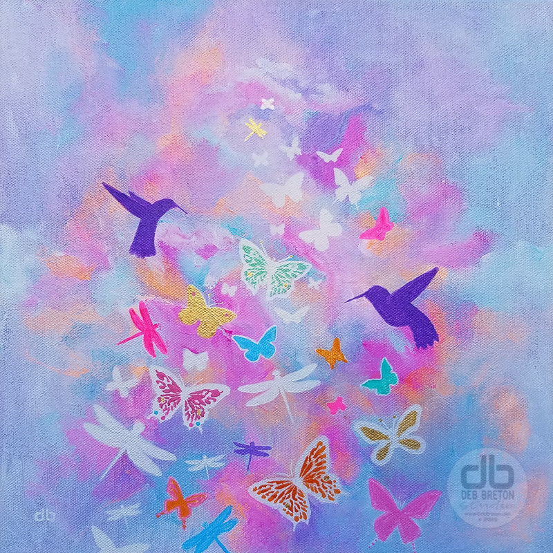 Winged Flight Small Square Abstract Painting