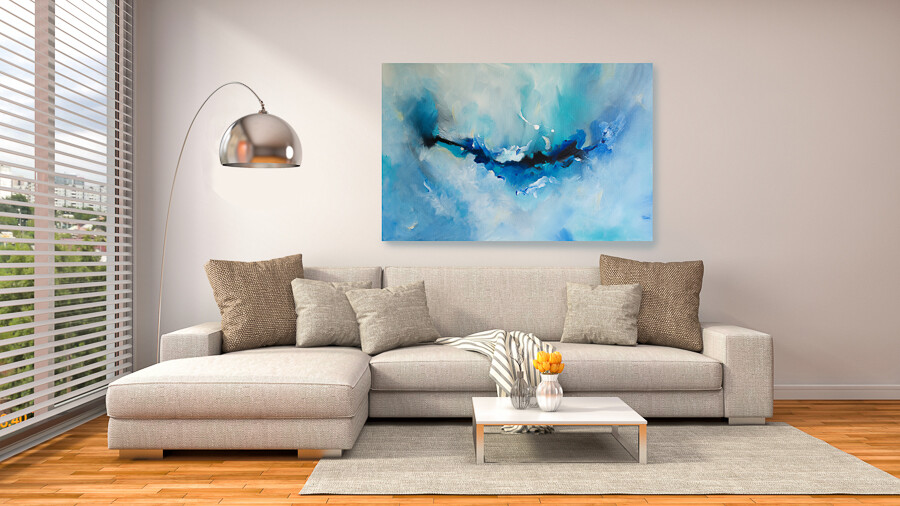 original abstract painting in living room