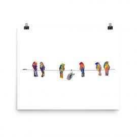 Birds on a Wire Art Print on Paper