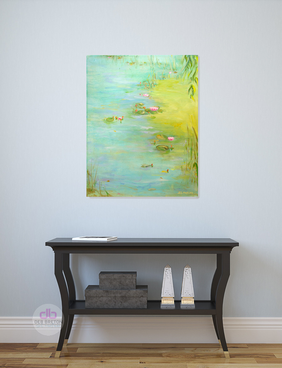 PEACEFUL POND OIL PAINTING BY DEB BRETON