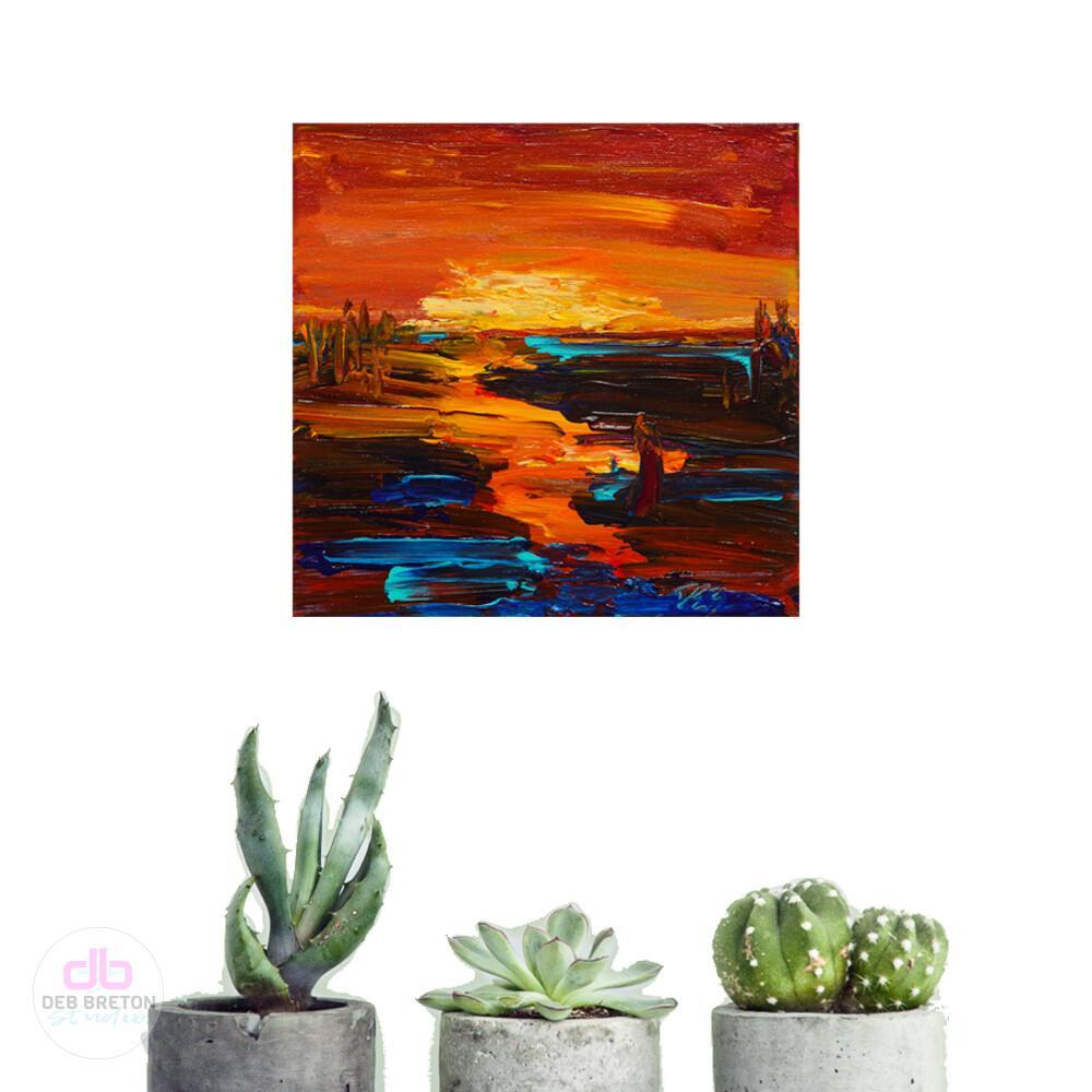 sunset painting hanging up