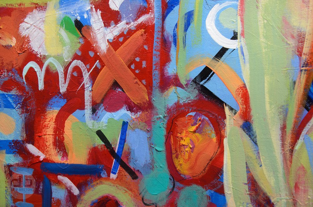 DETAILS OF Xoxo - extra large acrylic painting on canvas.